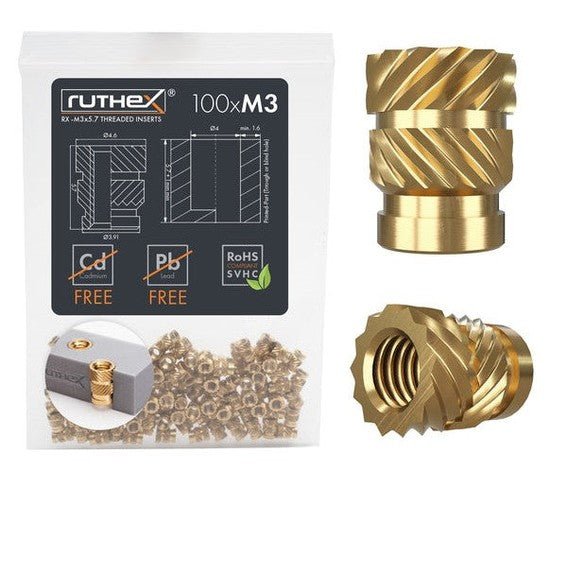 Ruthex M3 insertos roscados RX-M3x5.7 – 100 piezas