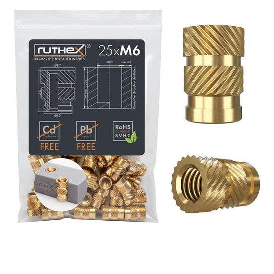 Ruthex M6 insertos roscados – RX-M6x12.7 (25 piezas)