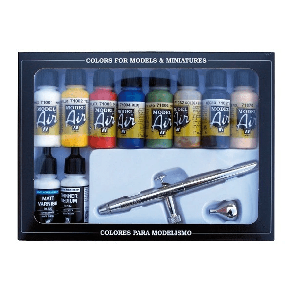 Vallejo Airbrush Set mit Basisfarben 10x17ML Airbrush 3ddruckboss